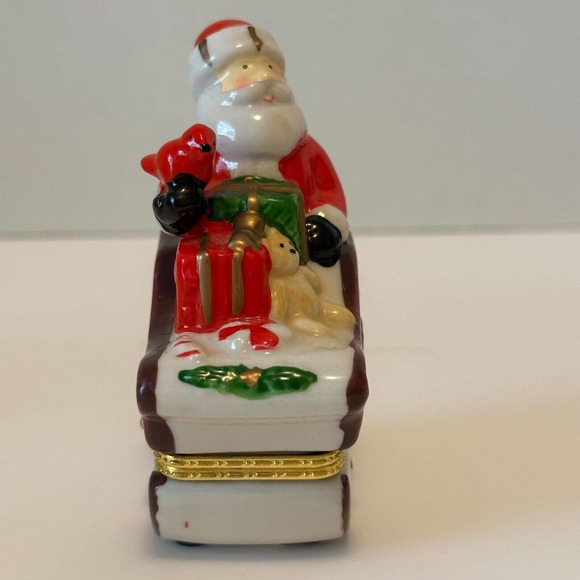 Greenbrier Int Porcelain Santa Claus In Sleigh w/Toys Hinged Trinket Box Holiday - Picture 10 of 10